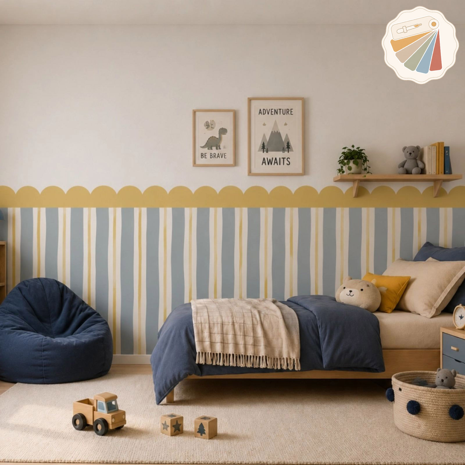 Half-Wall Peel & Stick Behang / Golvende Scallops