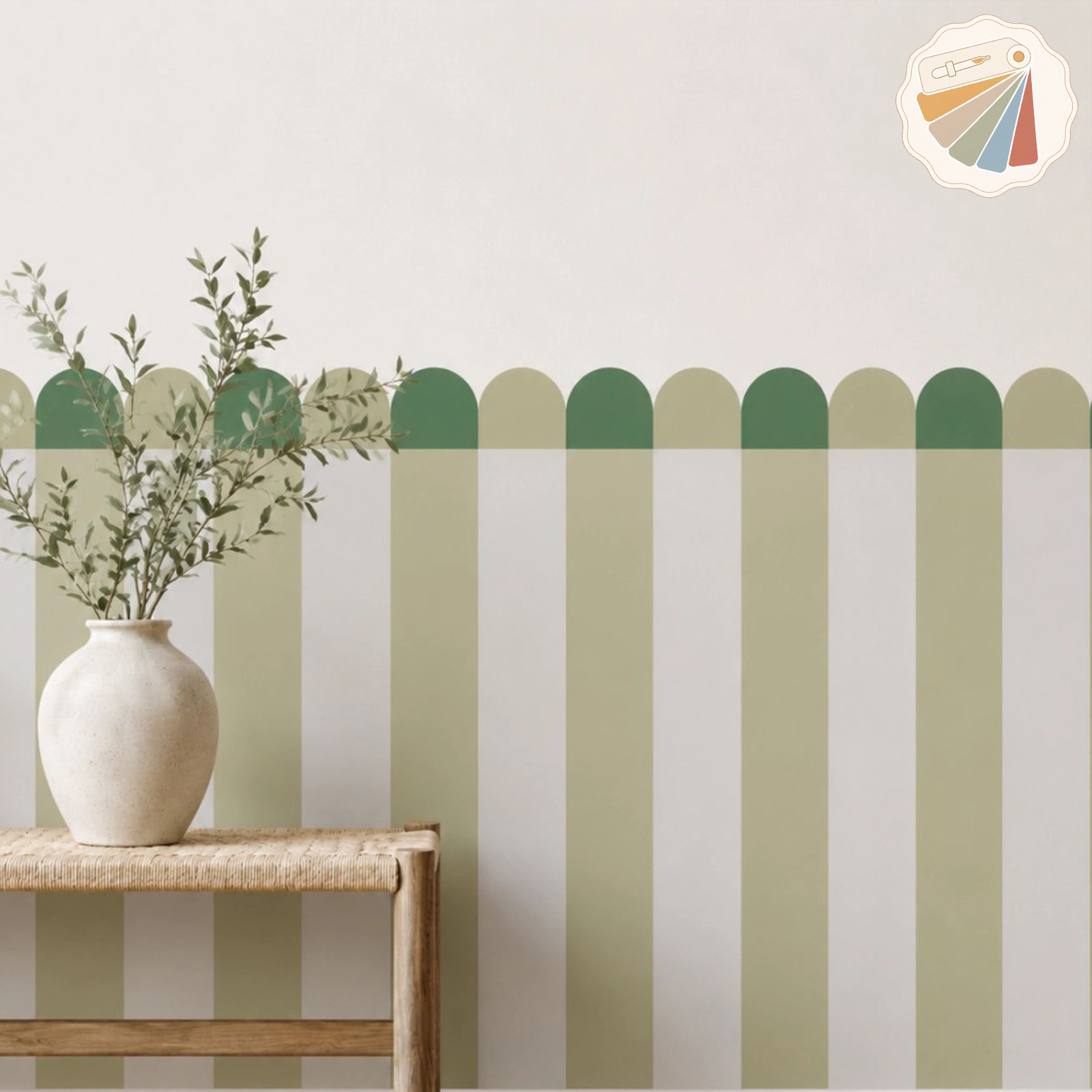 Half-Wall Peel & Stick Behang - Vier-Kleurige Schubben