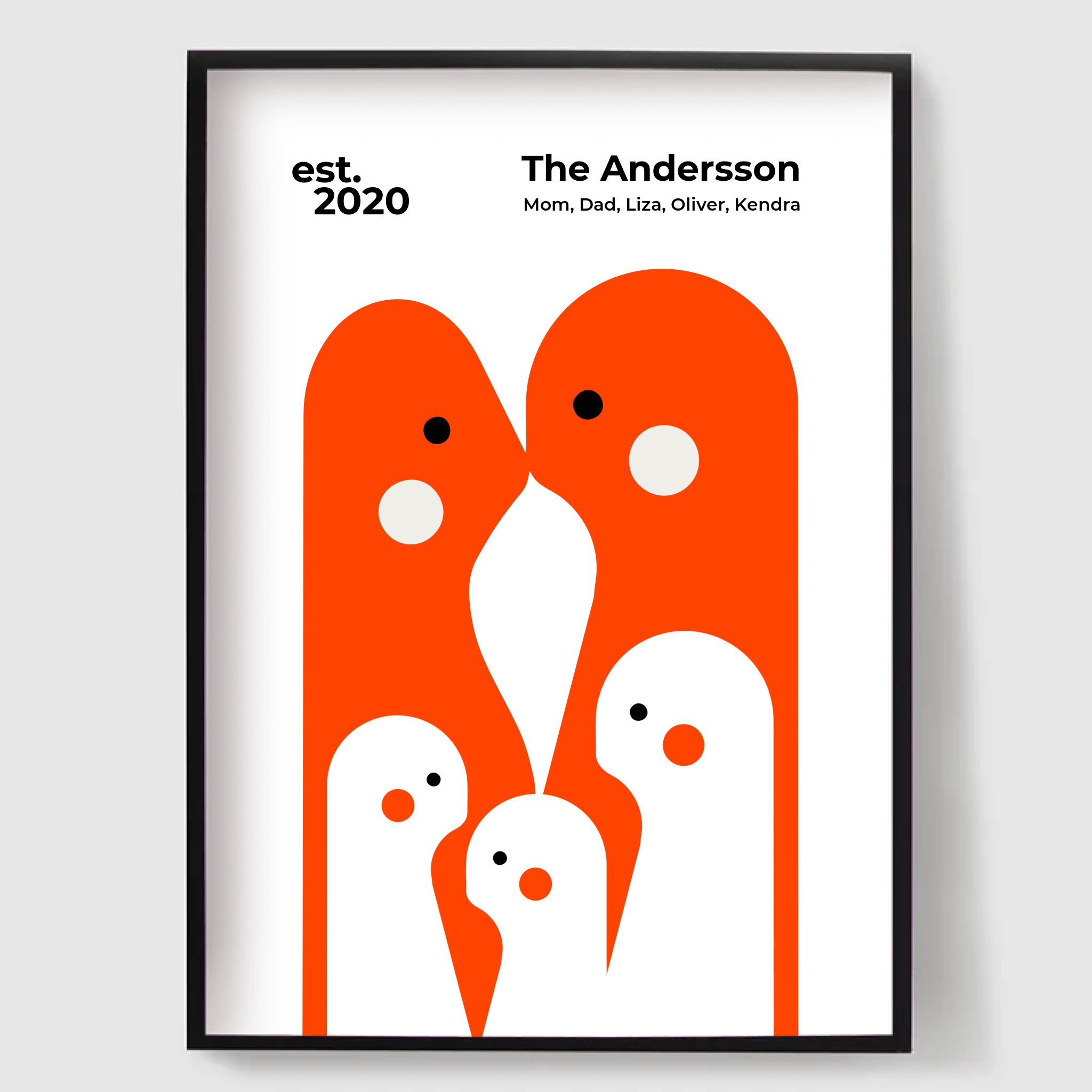 Gepersonaliseerde Poster - Aangepaste Abstracte Familie Poster - 0 tot 3 Kinderen