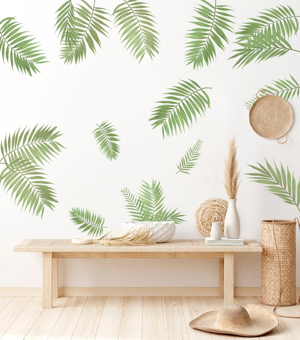 Muursticker - Palm bladeren / Salie Groen