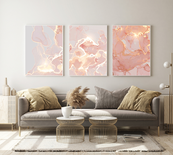Posters -  Roze muurpatroon / Set van 3