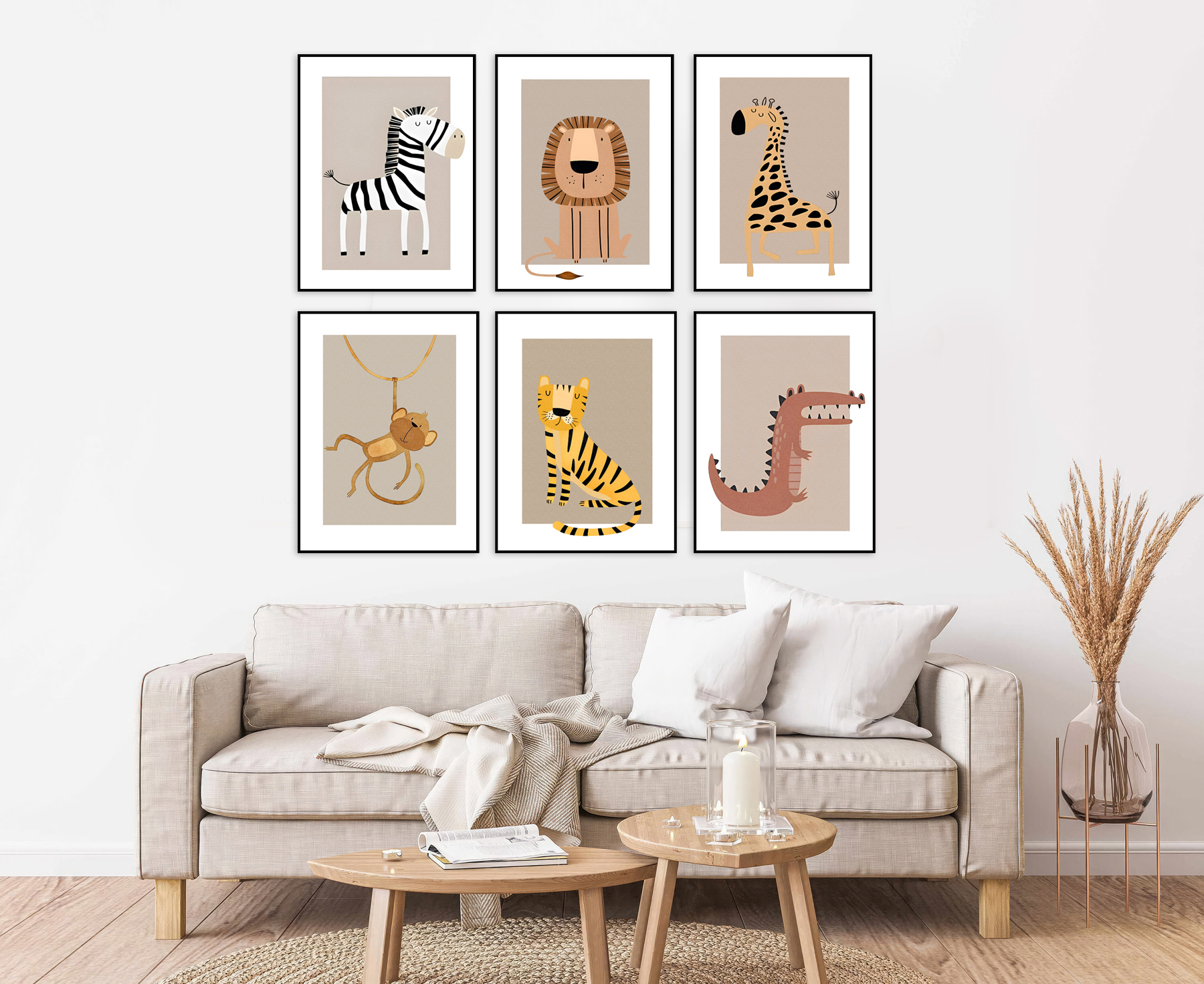 Affiches - Scandinavische kinderslaapkamerdecoratie / Set van 6
