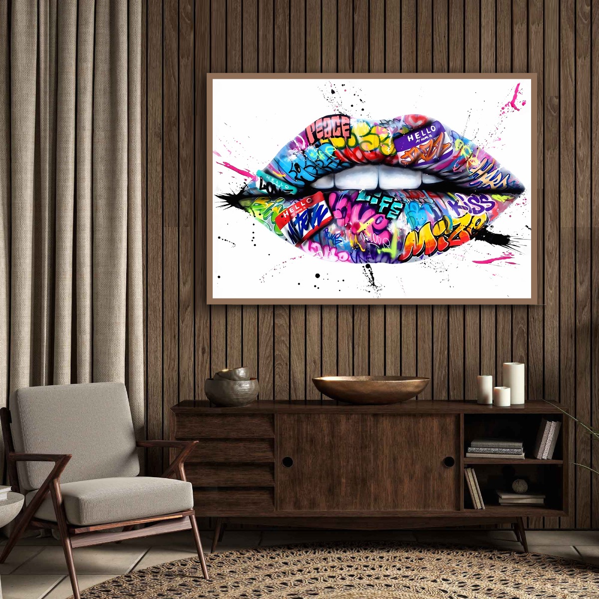 Poster - Straatgraffiti / Lippen – Kus