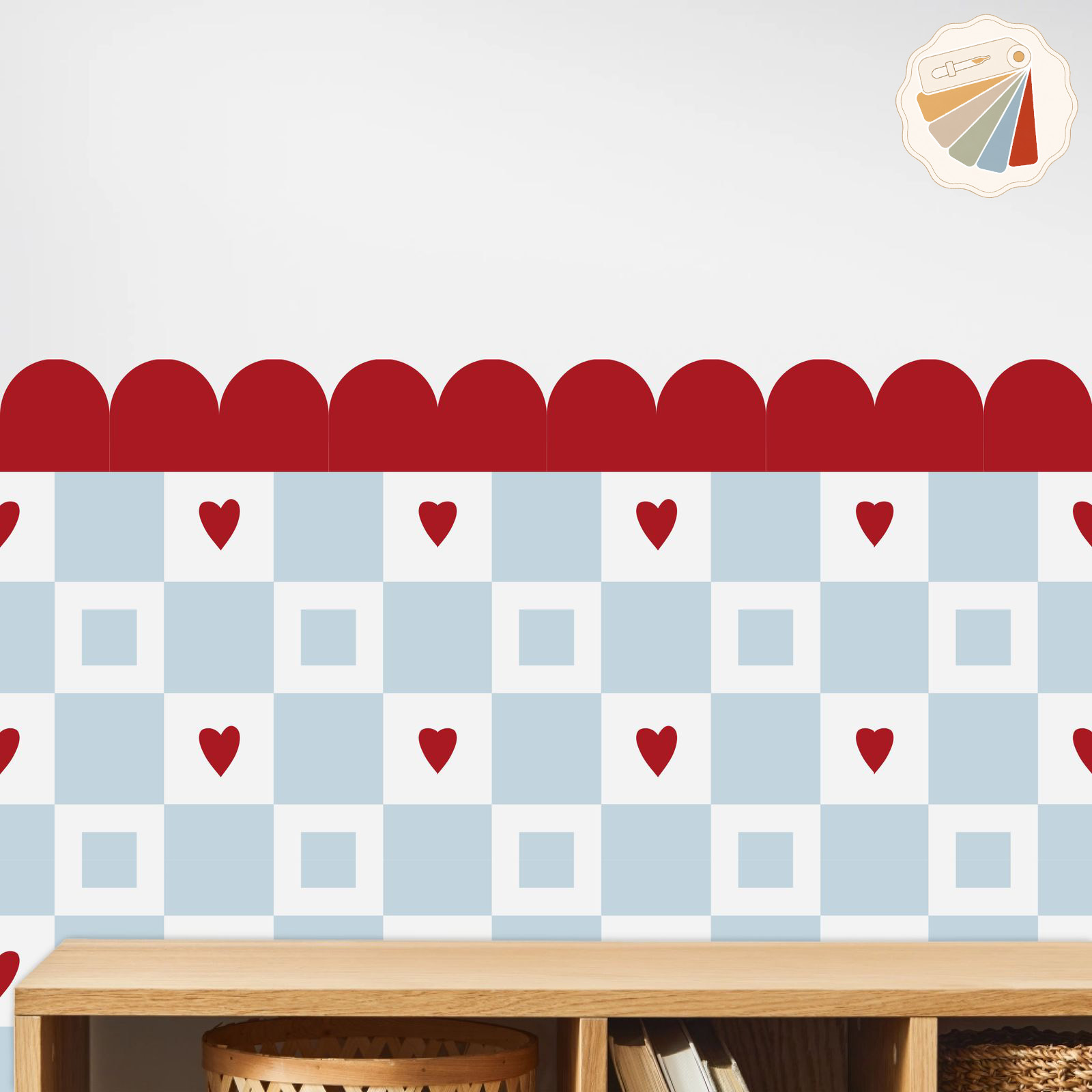 Half-Wall Peel & Stick Behang / Geruit hart