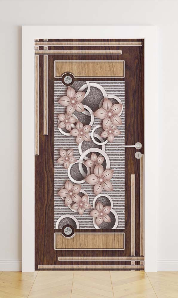 Deurstickers - Bloem Hout Fusie / Pellen en Plakken