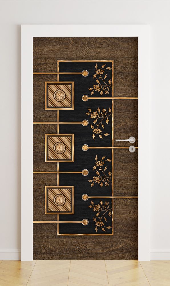 Deurstickers - Elegante houtontwerp / Peel and Stick