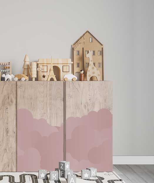 Zelfklevende Sticker – Ivar Kast Decor / Roze Wolk Design