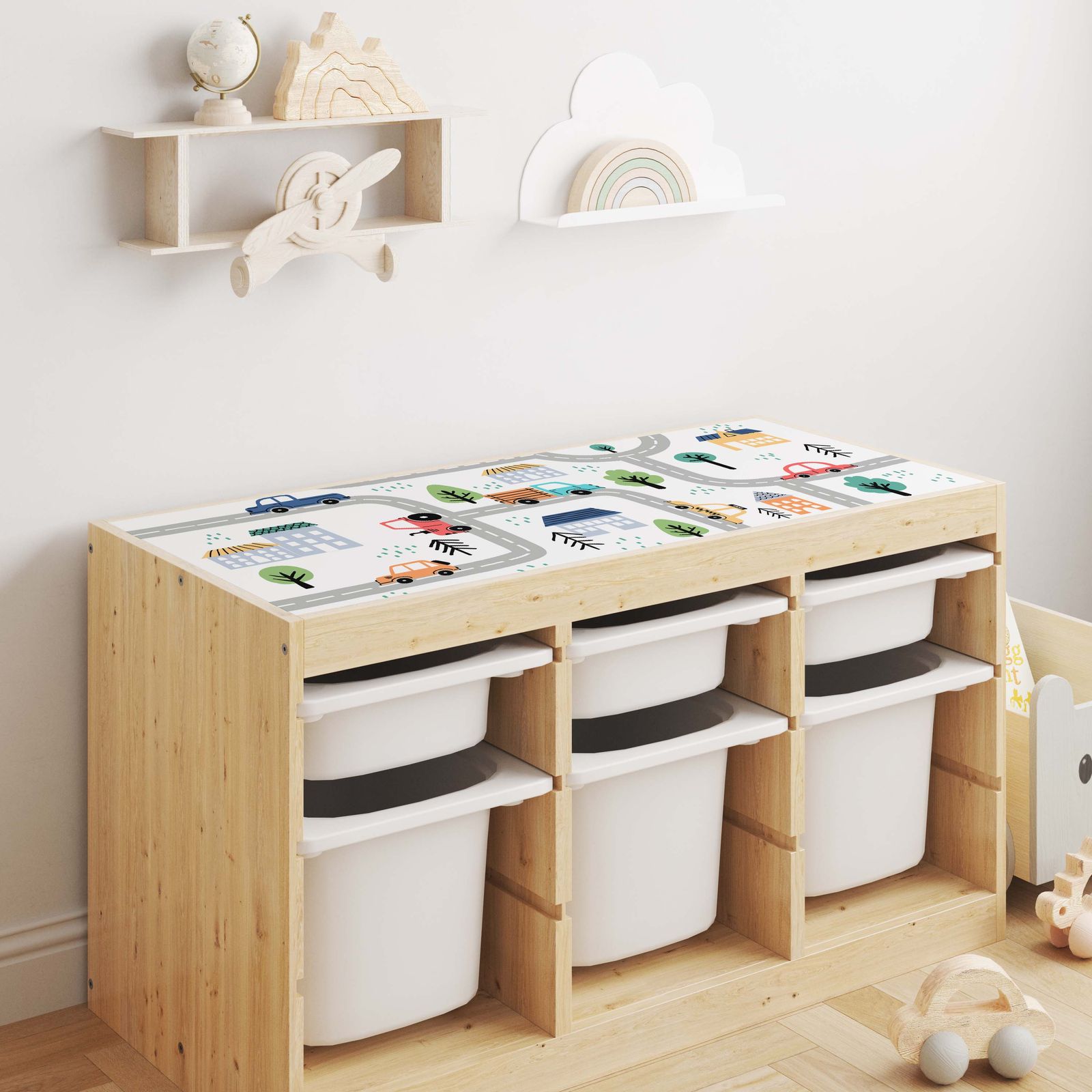 Zelfklevende Sticker – Trofast Top Decal / Wegenkaart voor Kinderen
