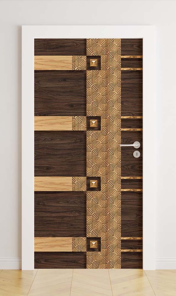Deurstickers - Hout en Patroon Ontwerp / Zelfklevend