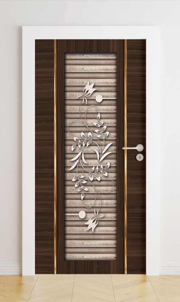 Deurstickers - Bloemmotief Houten Design / Peel and Stick