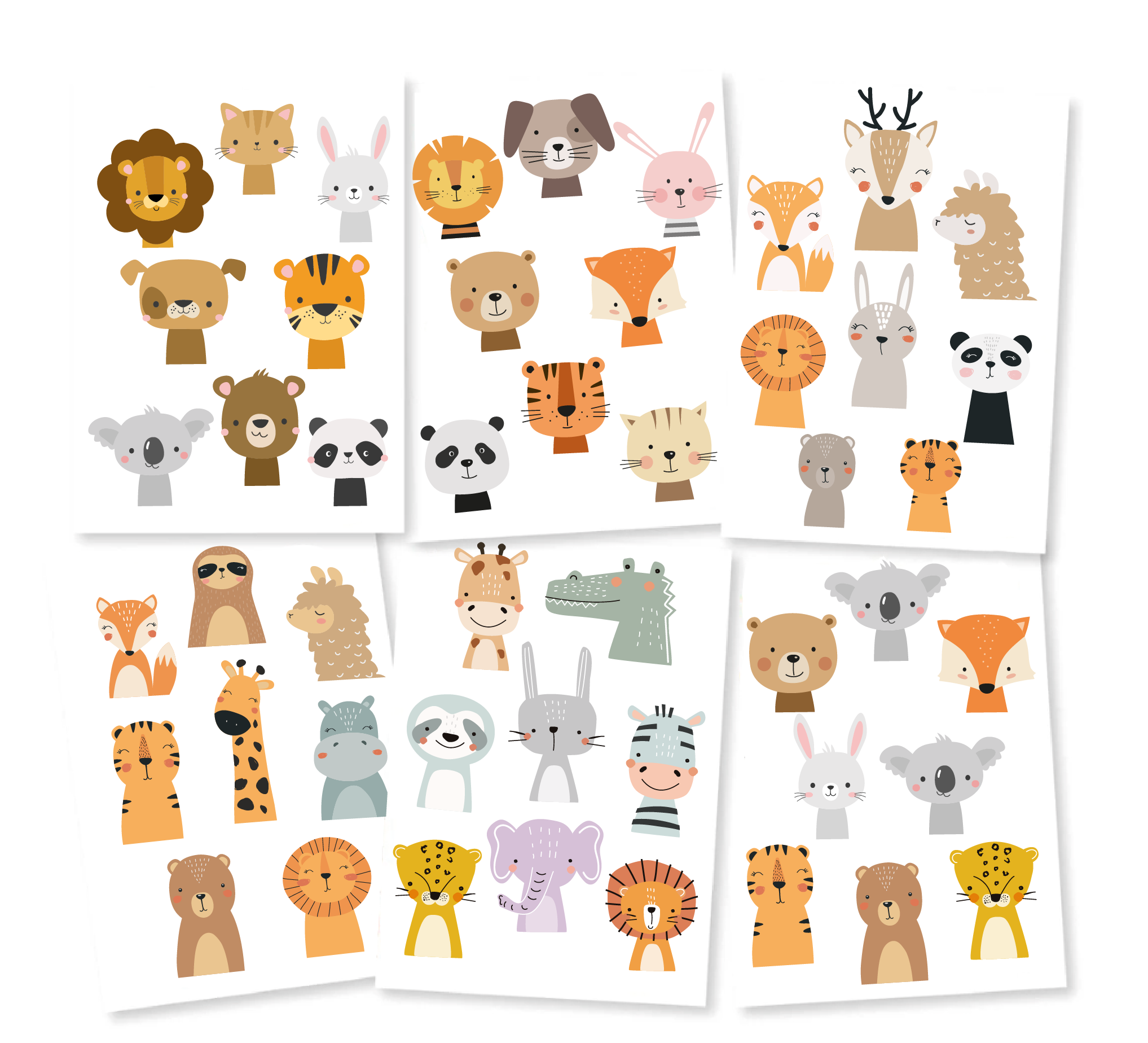 Stickertjes- Schattige Dieren Gemengd 6 vellen