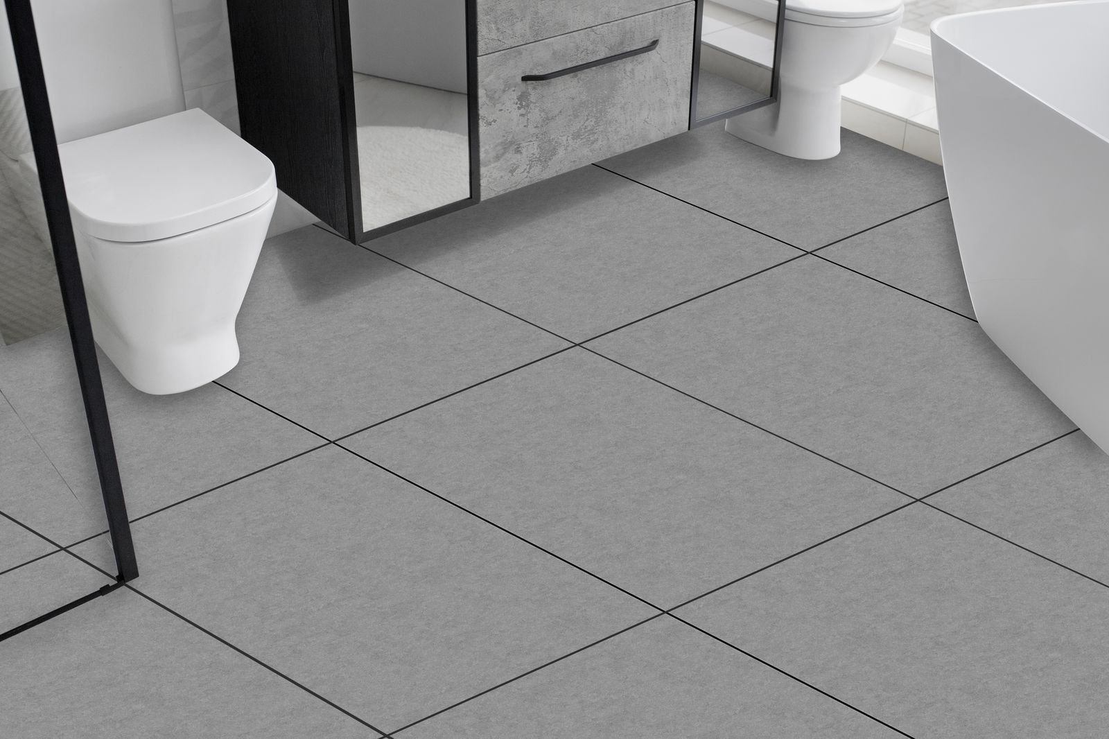 Moderne grijze vloertegels voor badkamer - 24 st