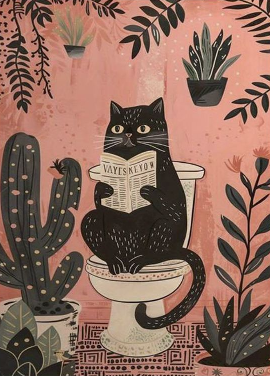 Kat op Toilet Poster