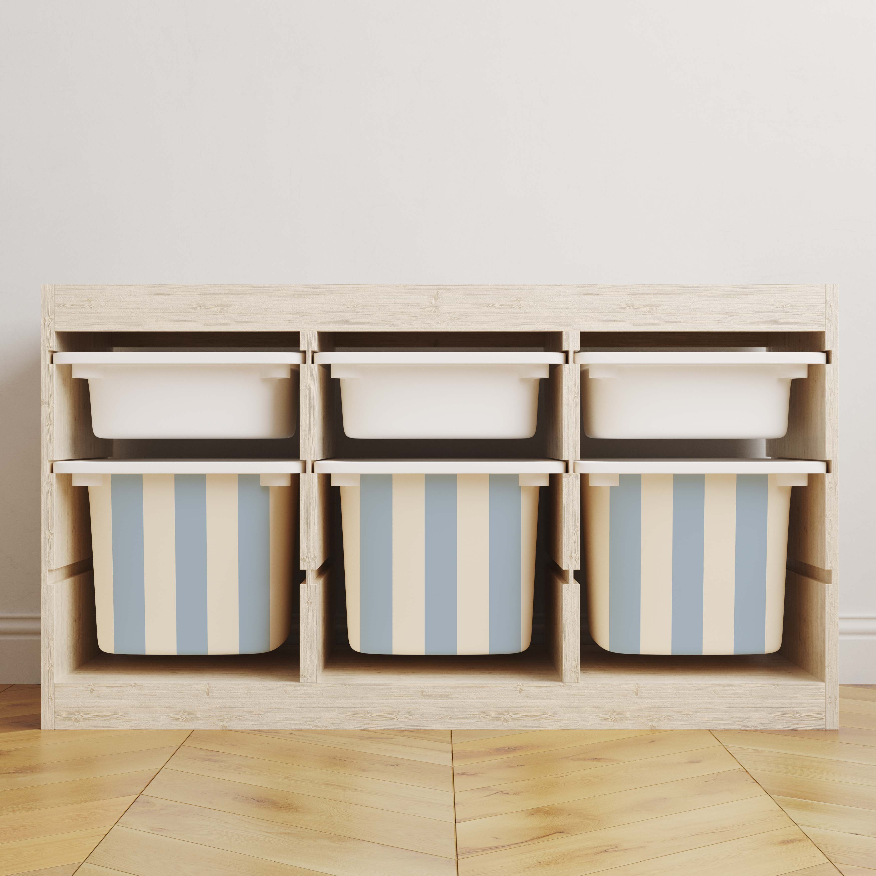 Zelfklevende stickers – Trofast doosstickers / Kies maat / Stripes blue-cream