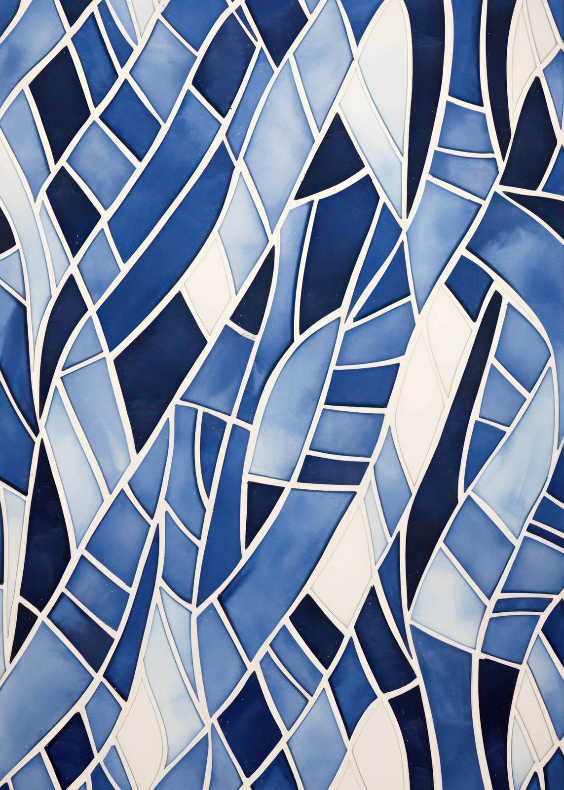 Poster - Abstract Blauwe Mozaïek