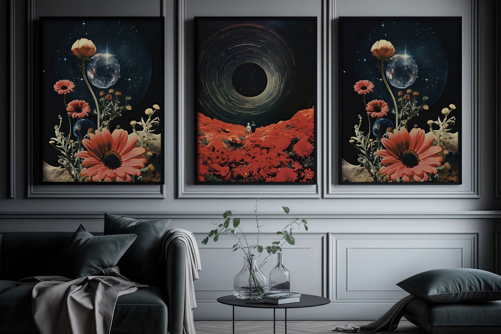 Poster - Kosmische Bloemenreis / Set van 3