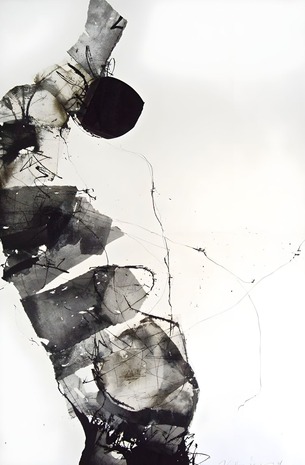 Poster - Abstract Zwart Inkt Kunstwerk