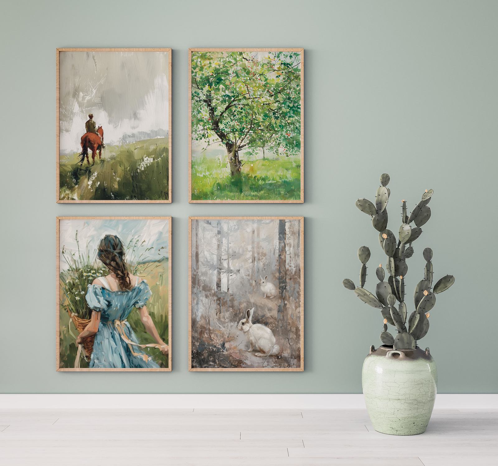 Poster - Natuur en Pastorale Kunst / Set van 4