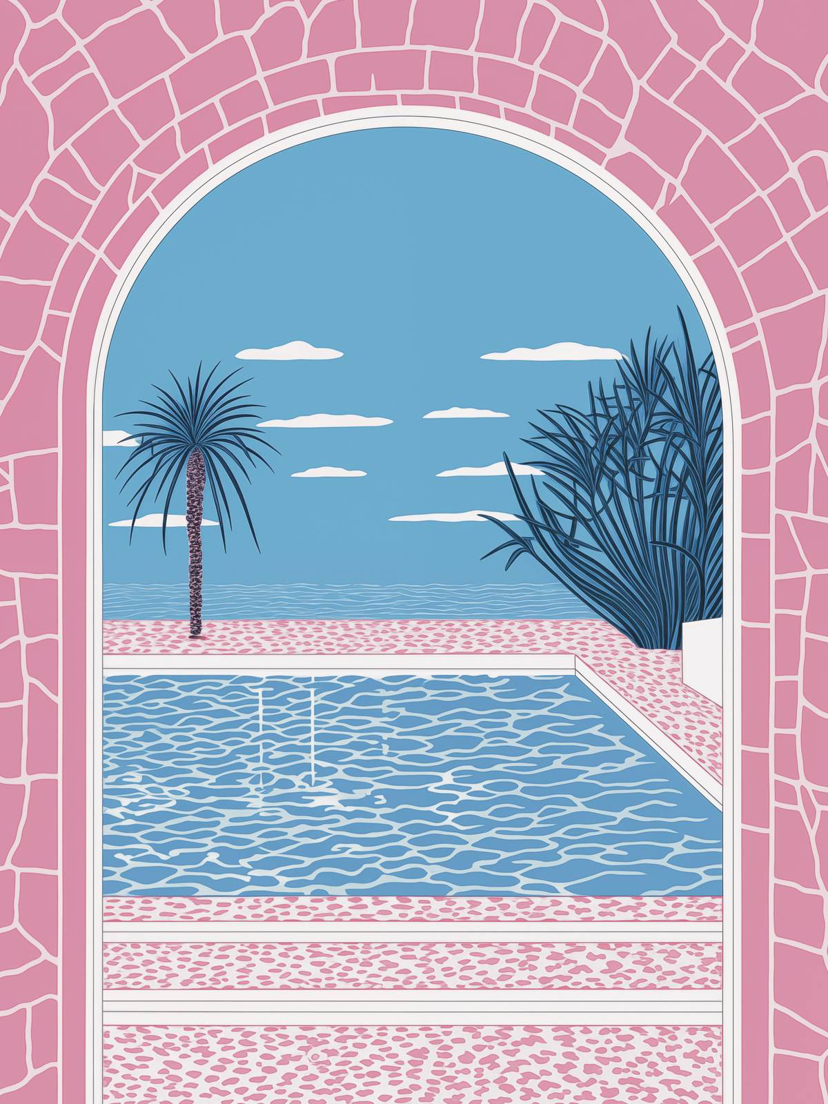 Poster - Tropisch Zwembaduitzicht