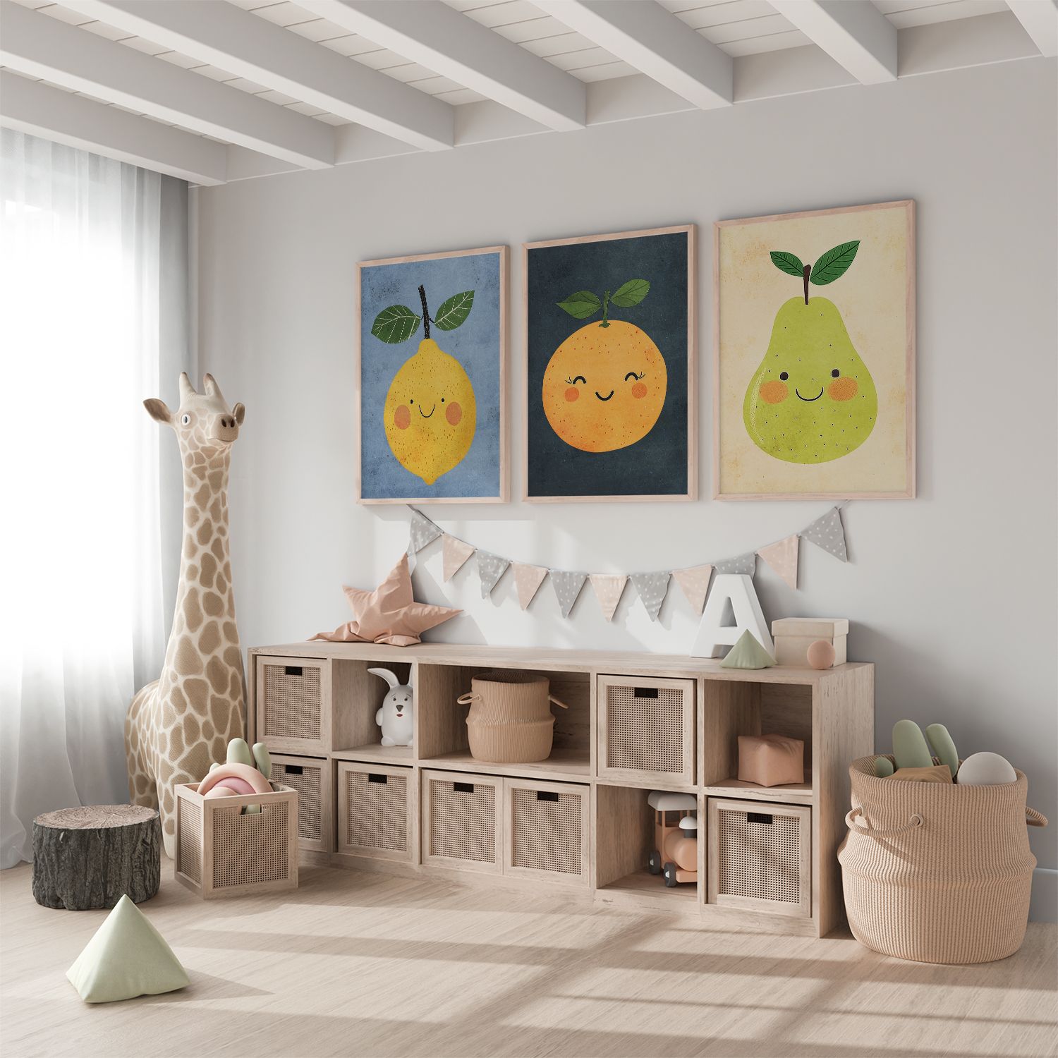 Poster - Schattige Vruchtgezichten / Set van 3