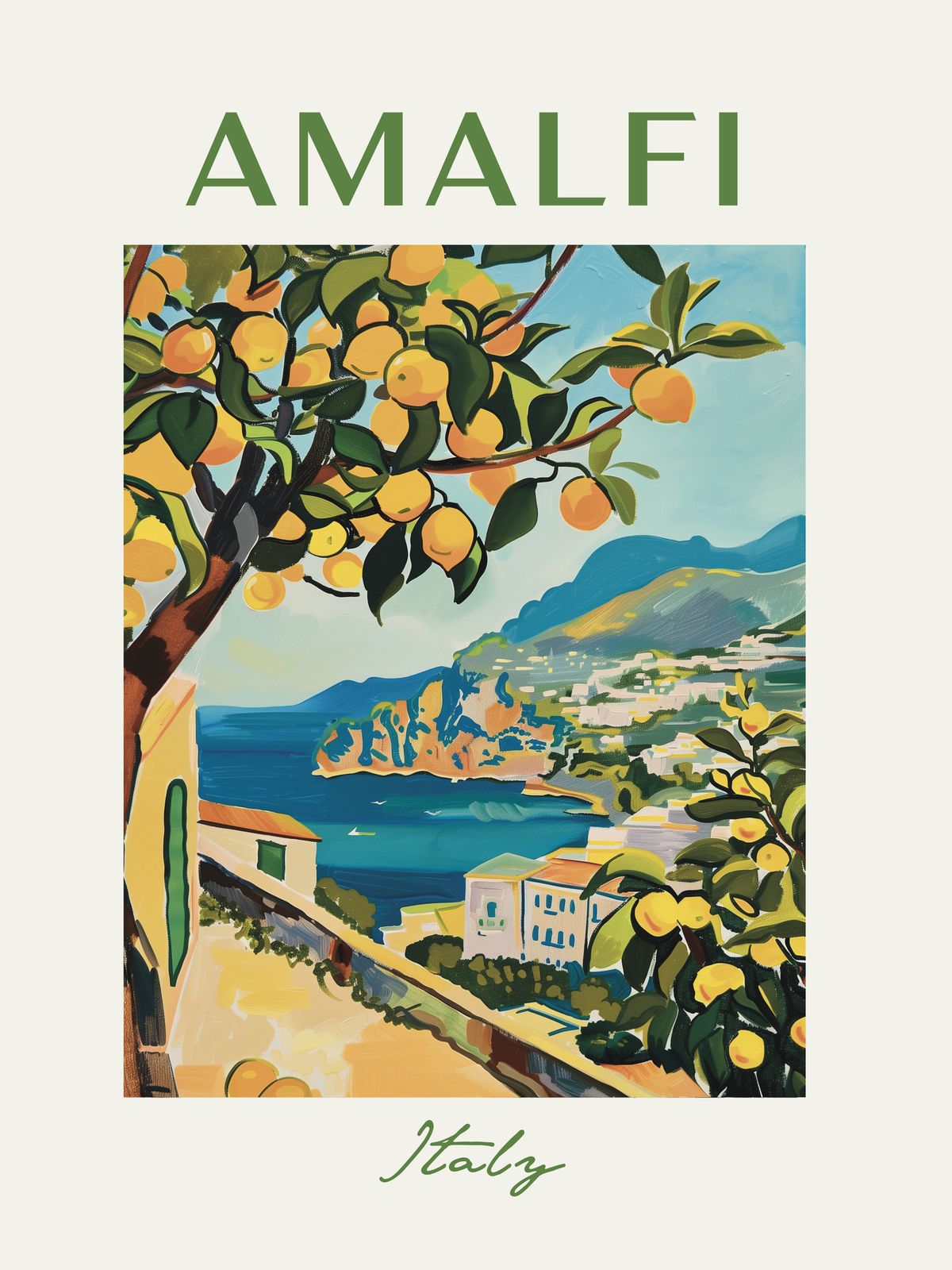 Poster - Amalfi Kust Citroen Uitzicht