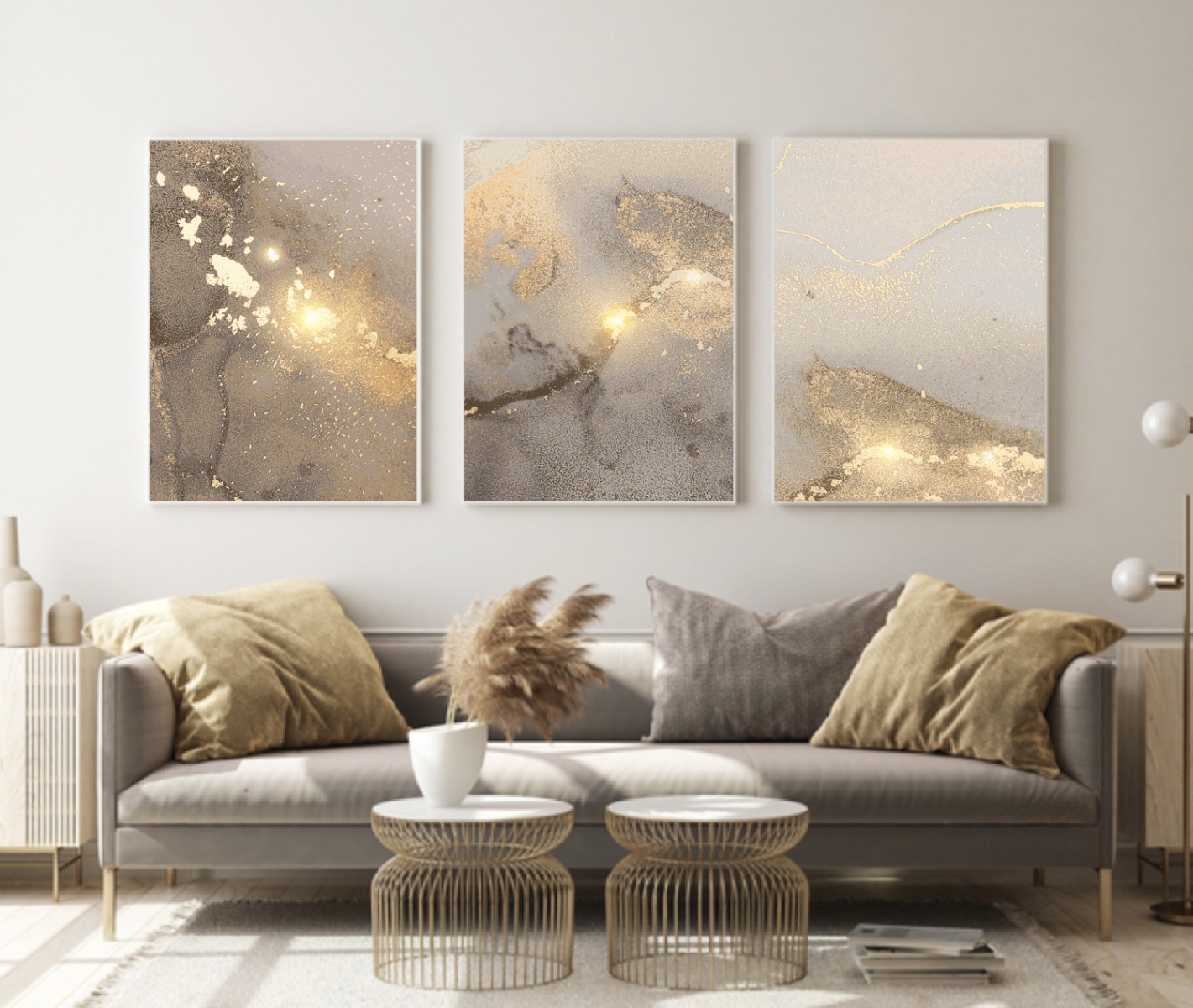Posters -  Gouden marmeren patroon  / Set van 3