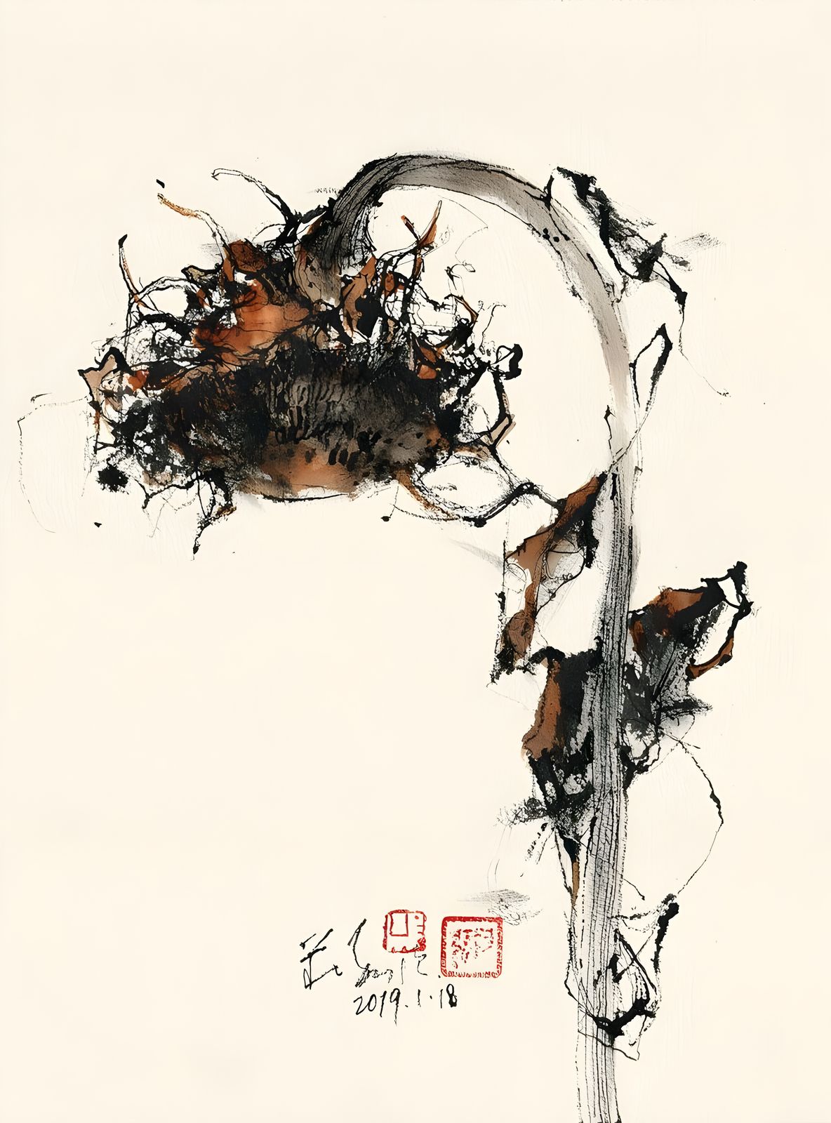 Poster - Abstract Bloemen Kunstwerk