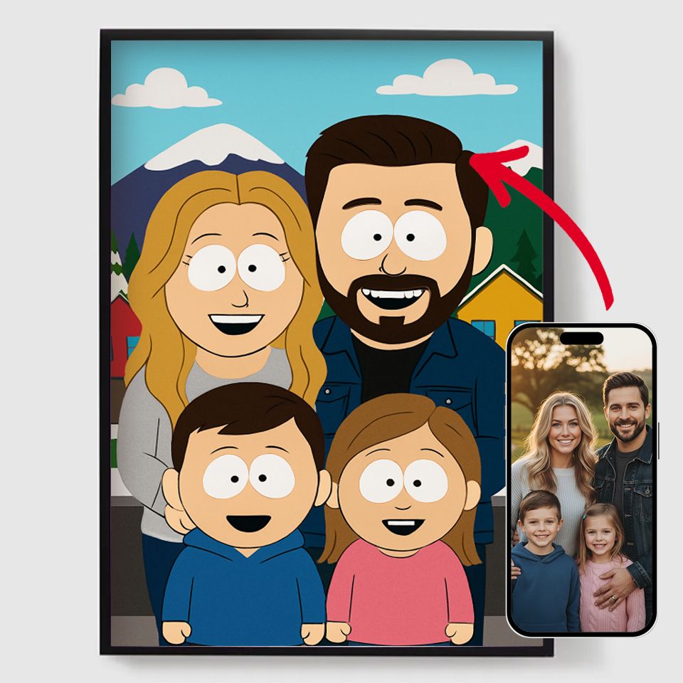 Gepersonaliseerde poster – satirische cartoonstijl voor volwassenen – AI-poster