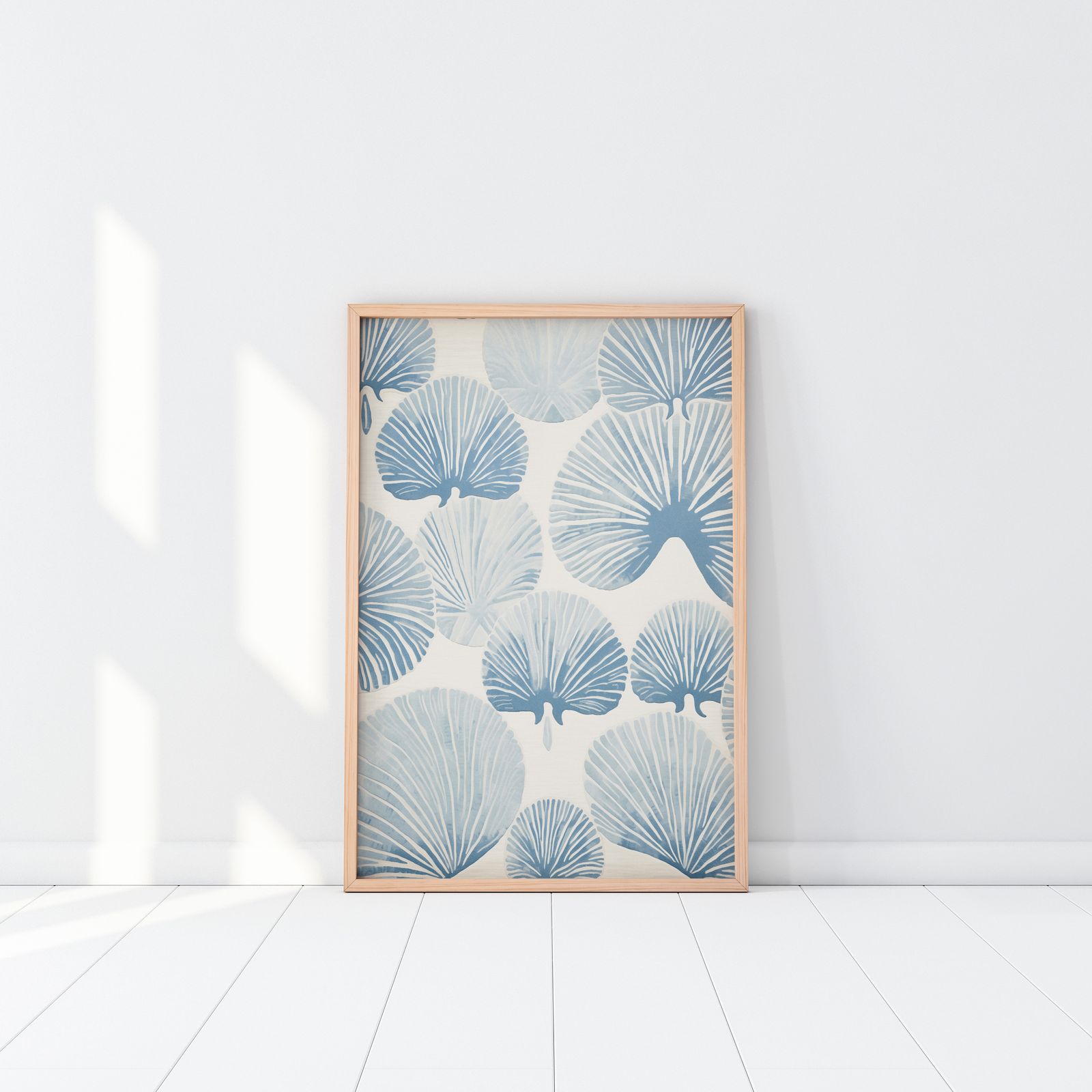 Poster - Blauw Palm Patroon