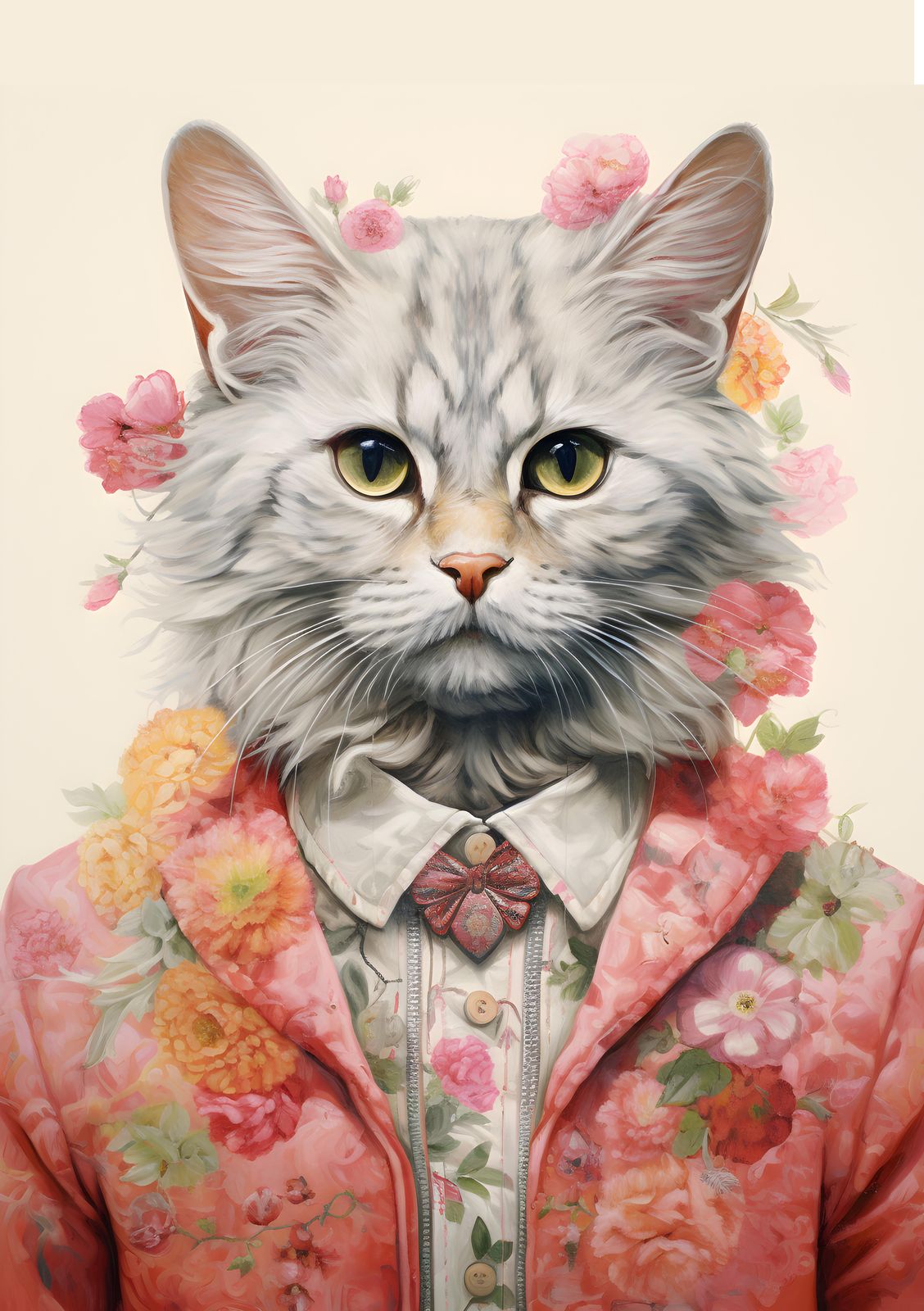 Poster - Bloemenkatportret