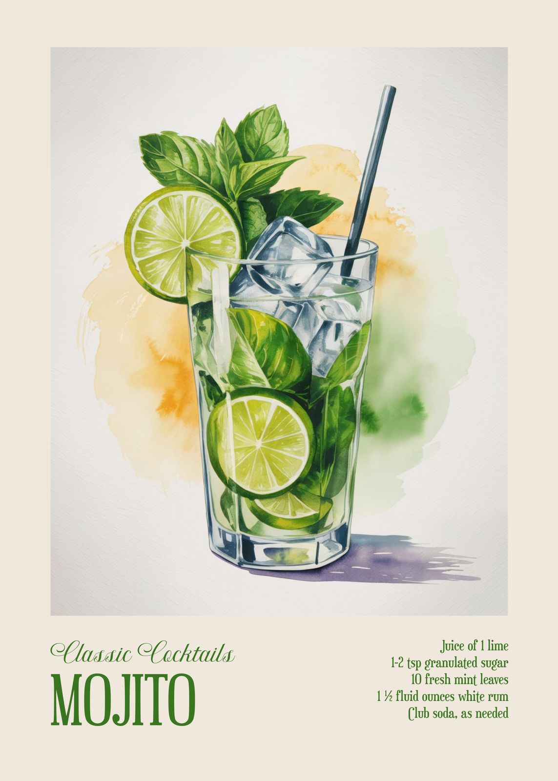Poster - Klassiek Mojito Cocktail Recept