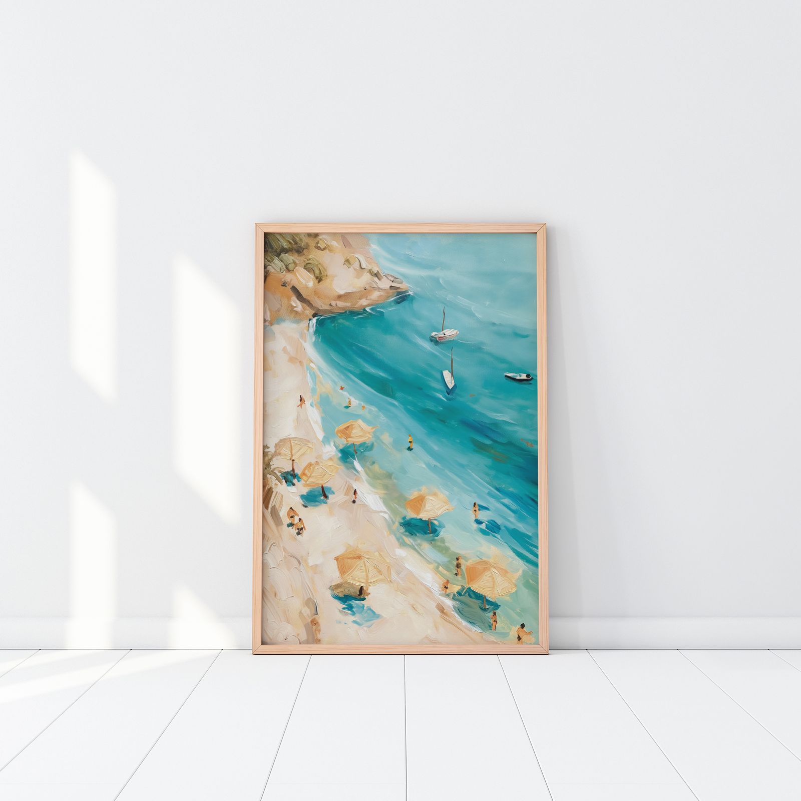 Poster - Strandscène met boten