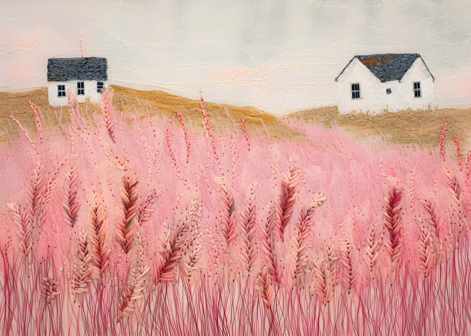 Poster - Roze landbouwlandschap