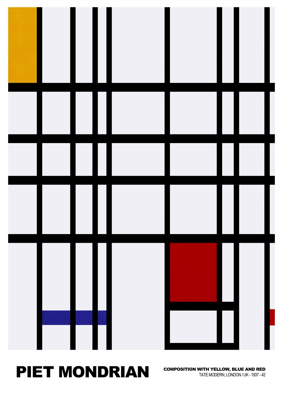Poster - Compositie met Geel, Blauw en Rood