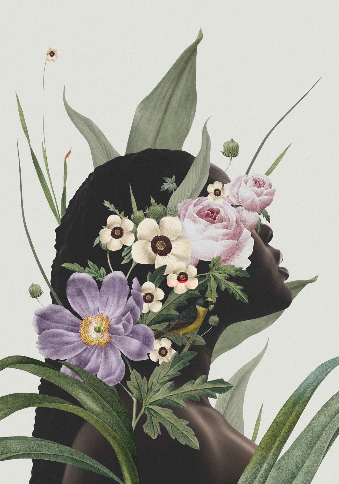 Poster - Bloemsilhouet