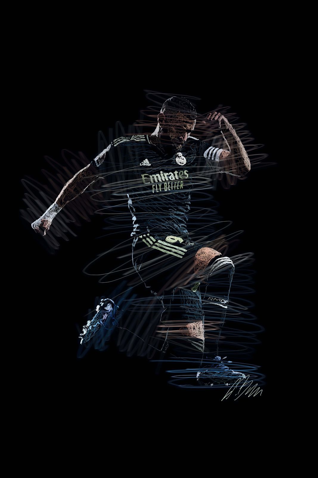 Poster - Voetbalster Abstract