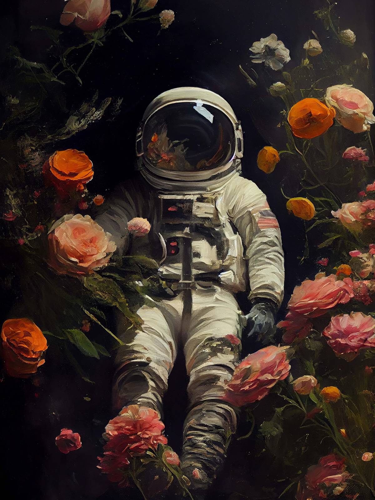 Poster - Astronaut in Bloemen