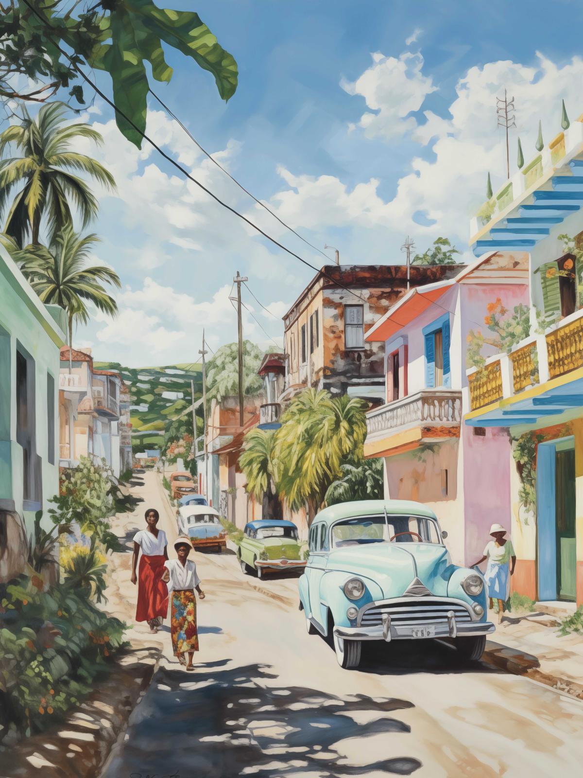 Poster - Kleurrijke Cubaanse Straat