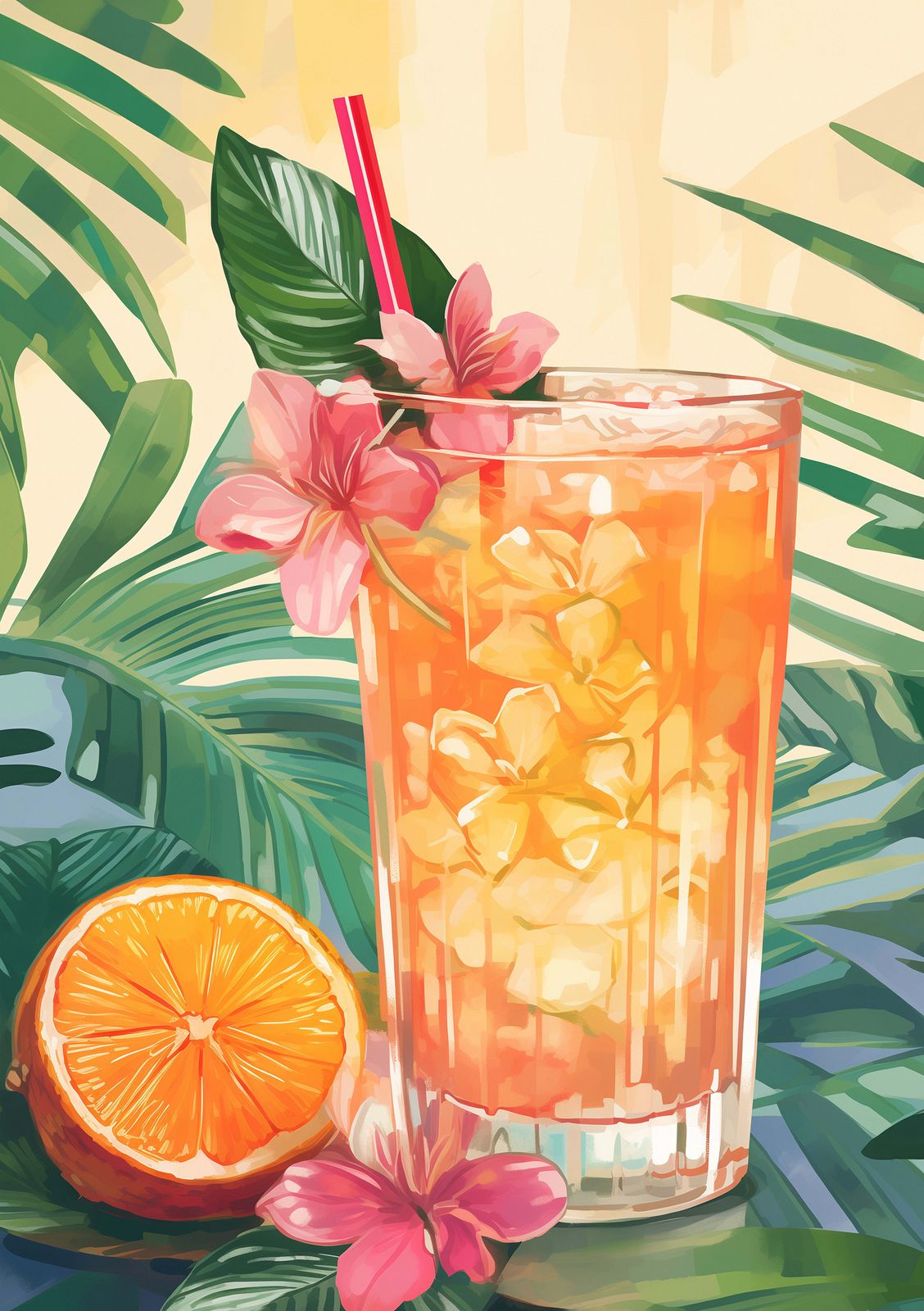 Poster - Tropische Drank met Sinaasappel