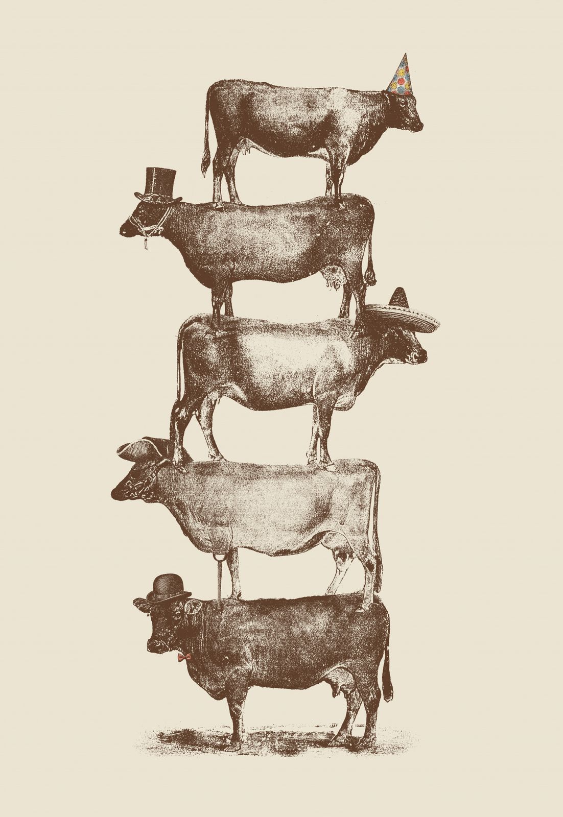 Poster - Koeien met Hoeden