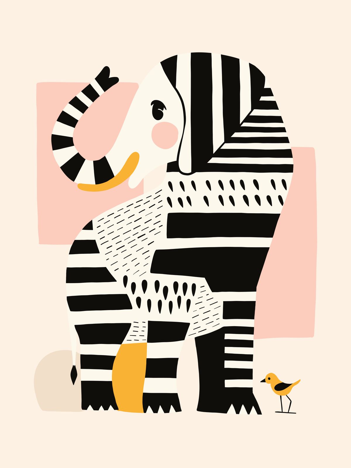 Poster - Olifant en Vogel