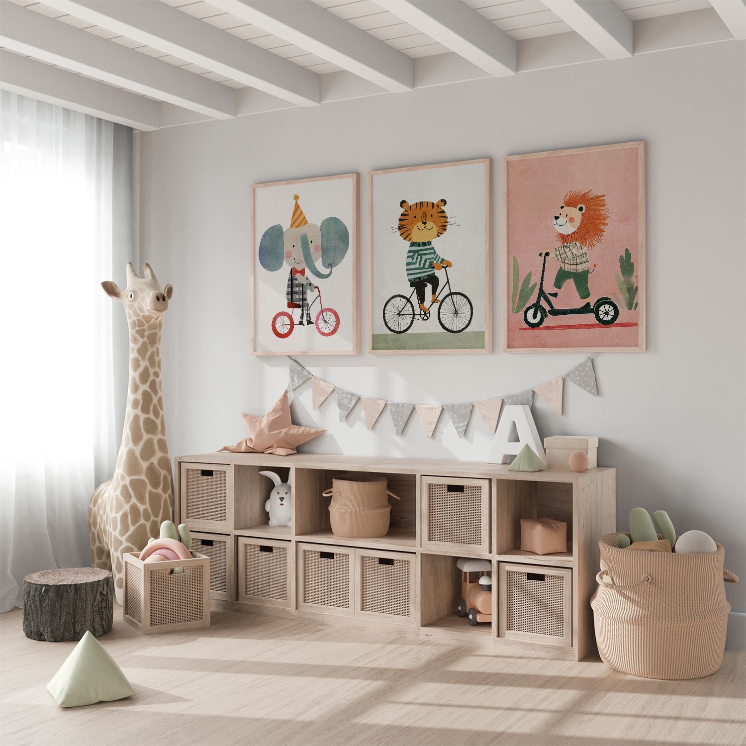 Poster - Dieren op Wielen / Set van 3