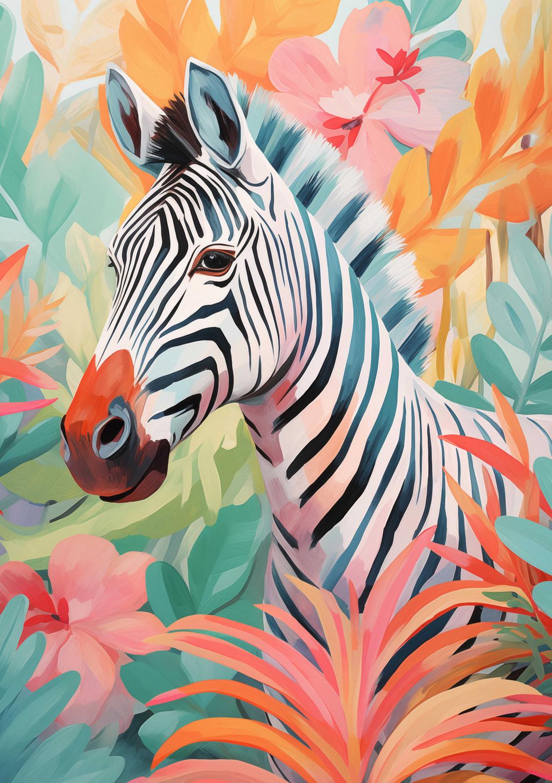 Poster - Kleurrijke Zebra