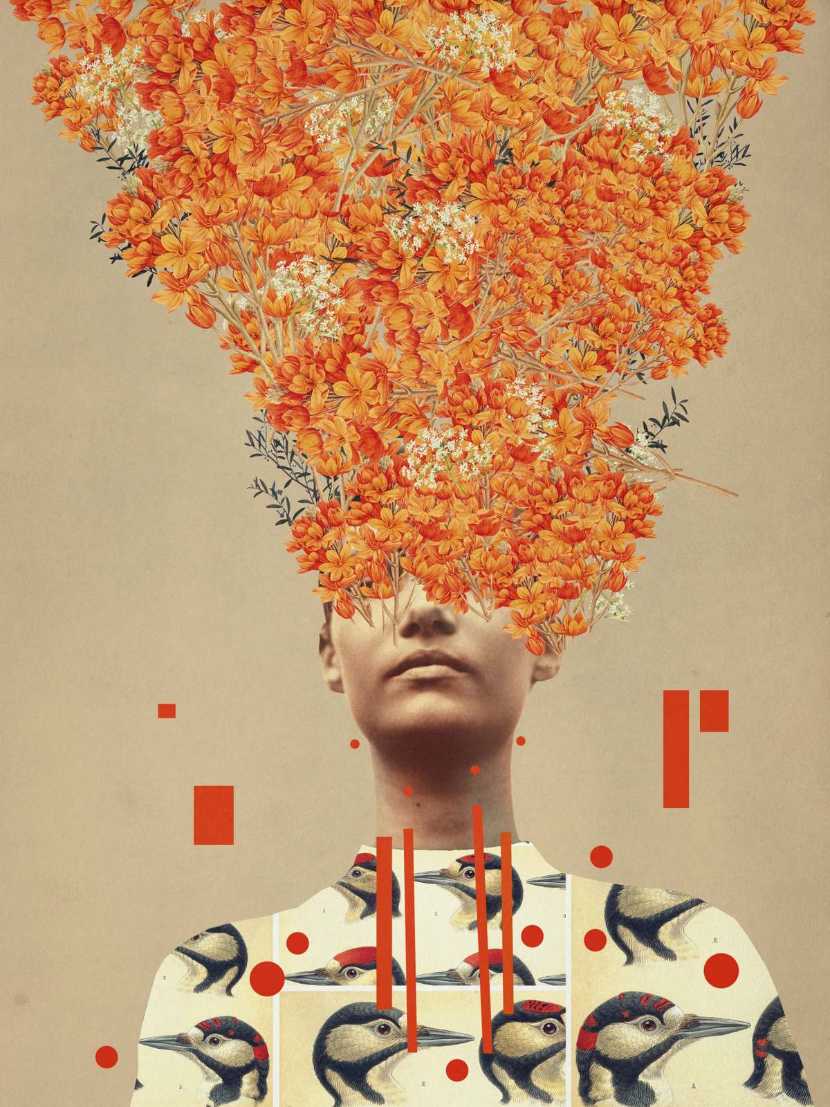 Poster - Bloemenhoofdillusie