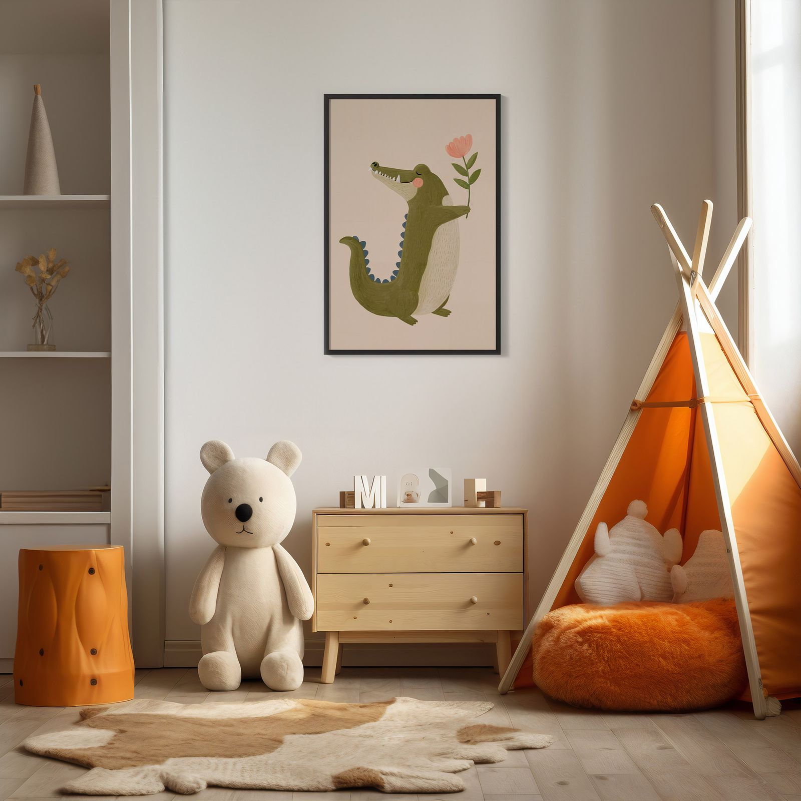 Poster - Krokodil met Bloem