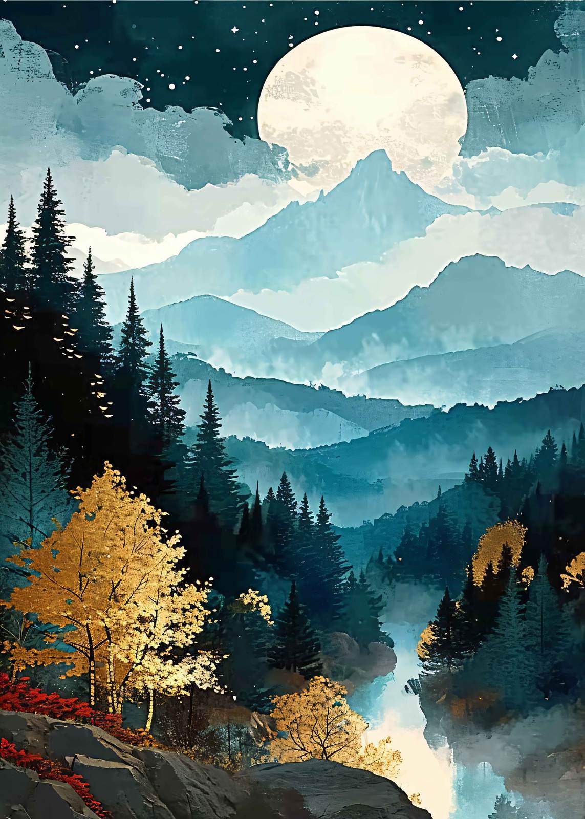Poster - Bergmaanlicht