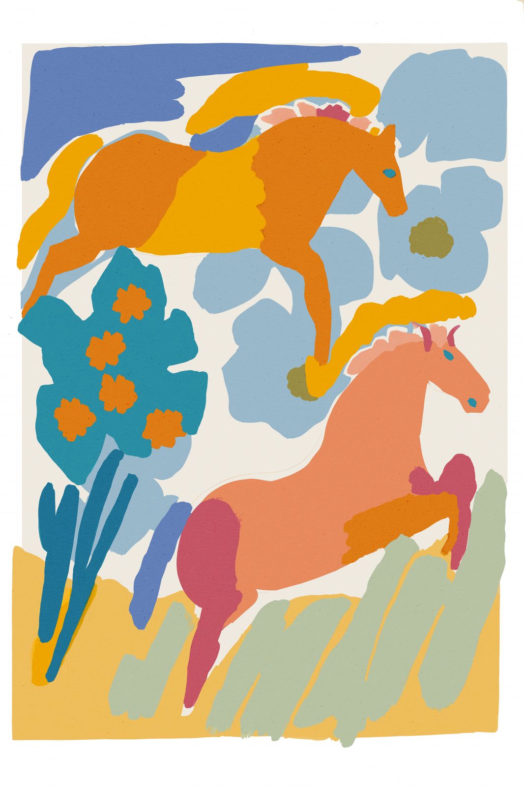 Poster - Kleurrijke Paarden