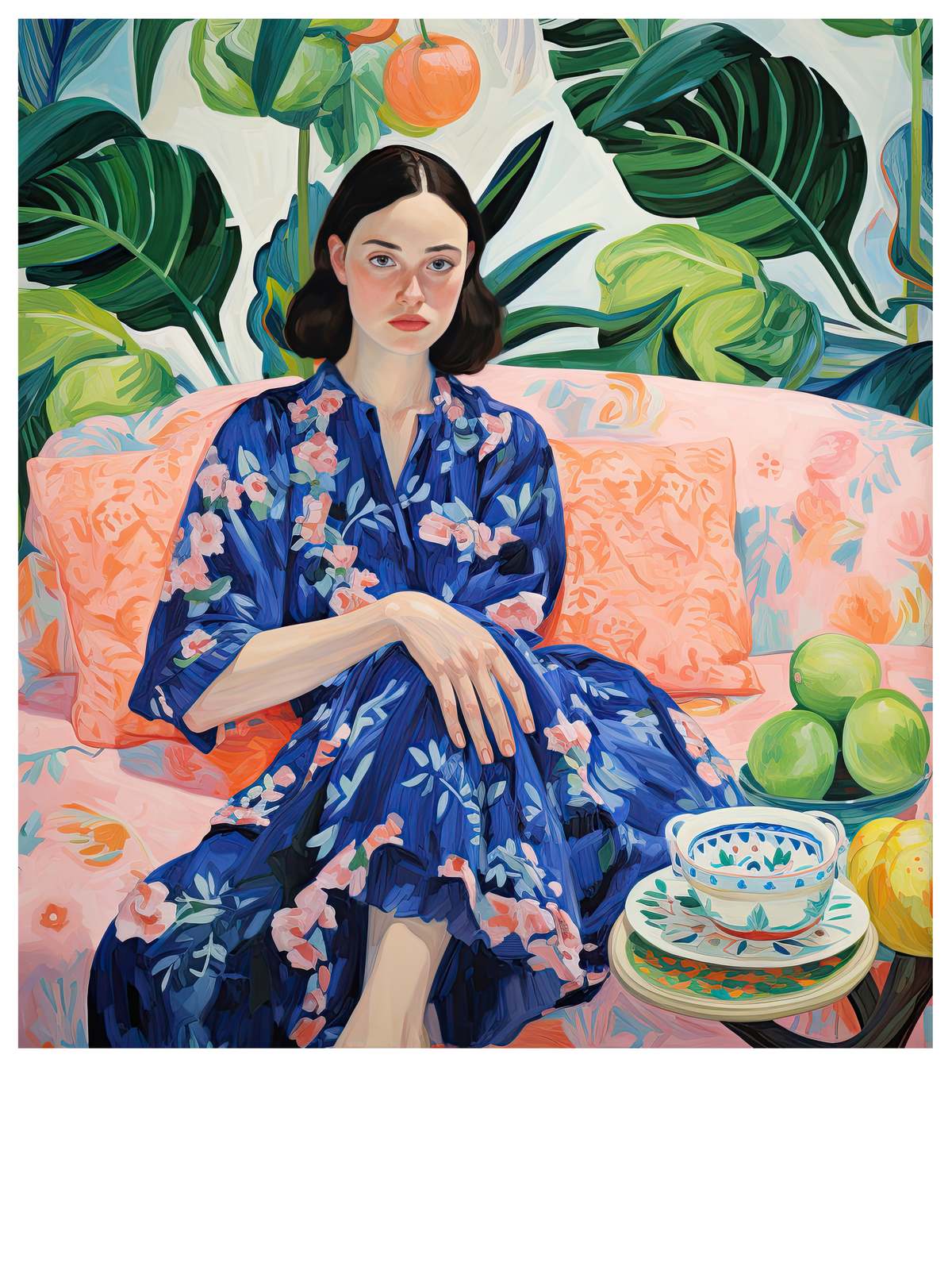 Poster - Vrouw in Bloemenjurk