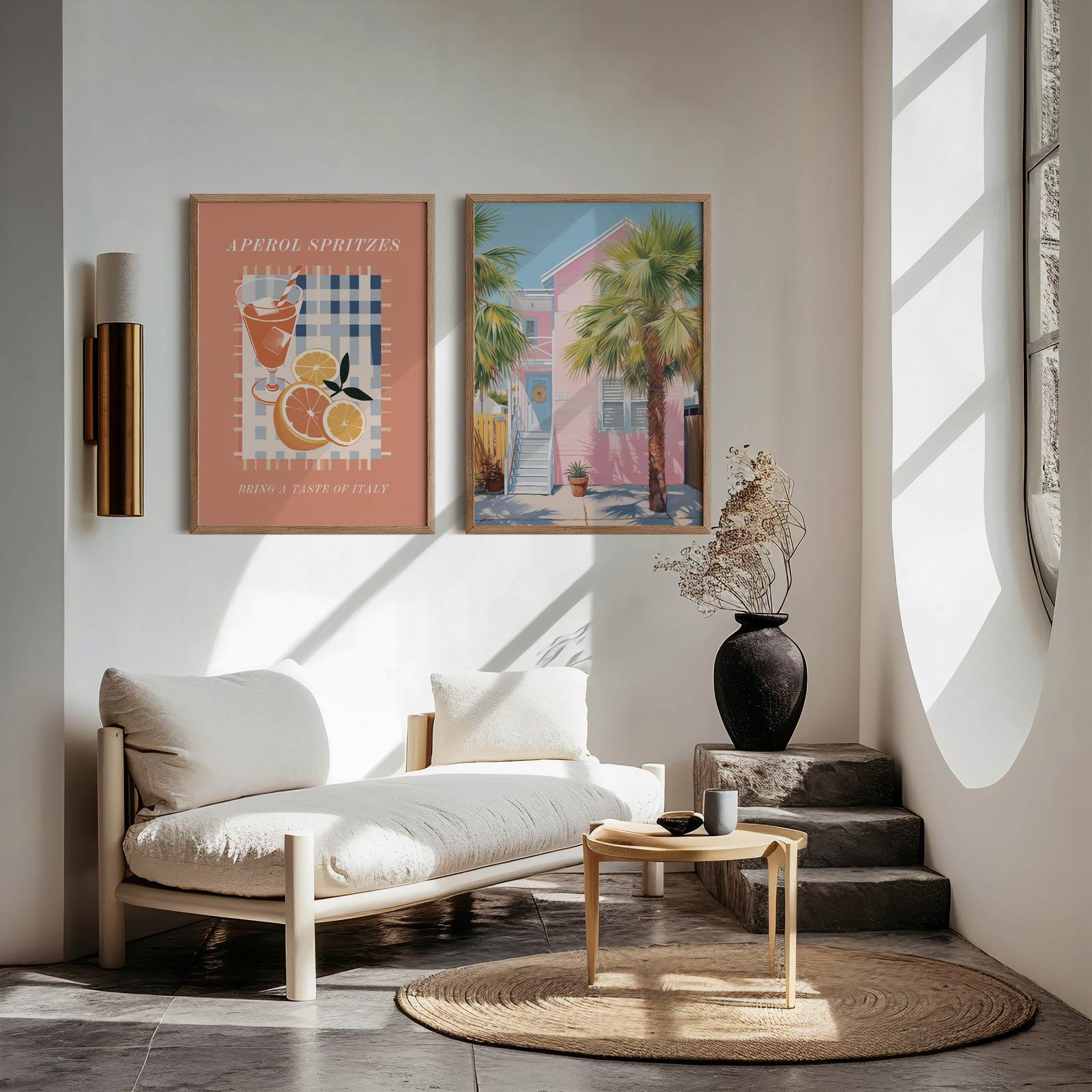 Poster - Roze Huis en Aperol Duo / Set van 2