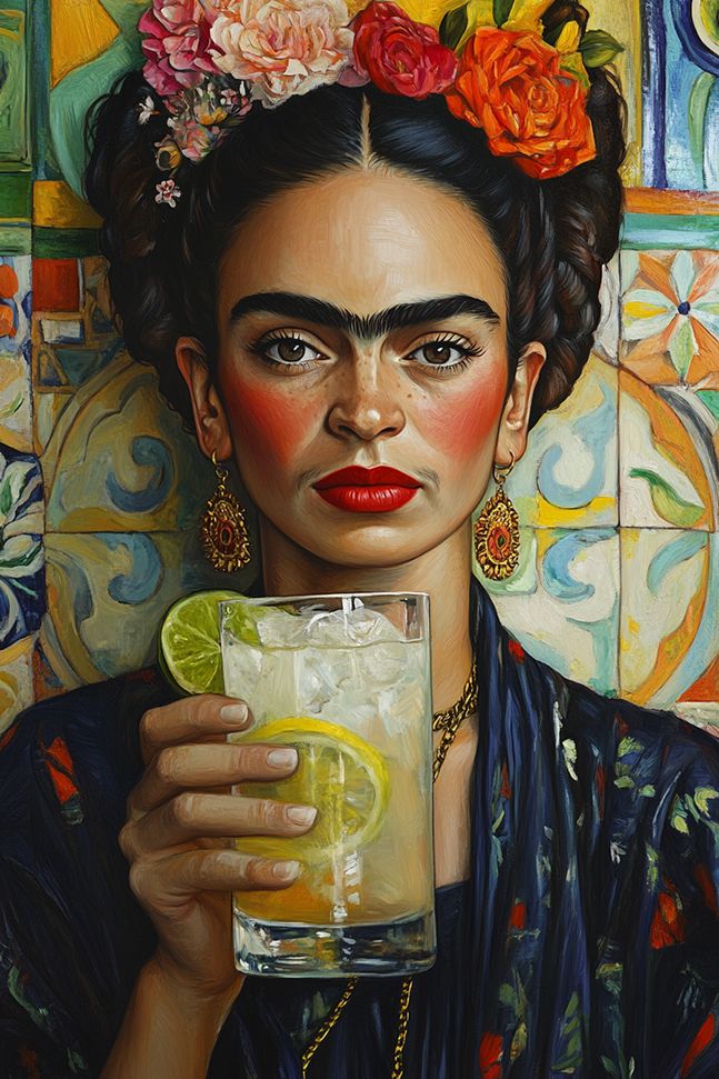 Poster - Frida Kahlo met Drankje